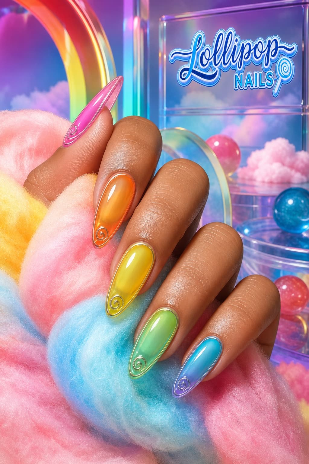 Candy Cloud almond nail look