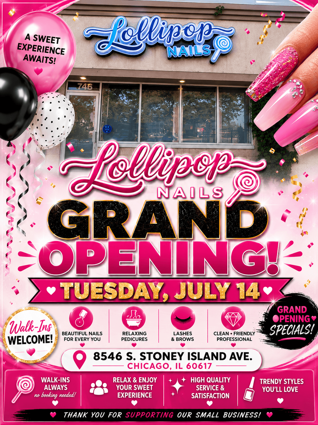 Original Lollipop Nails grand opening flyer