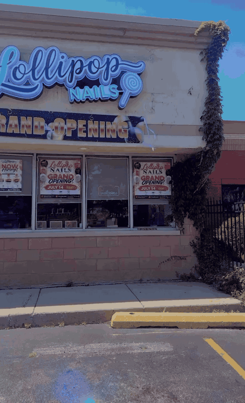 Short looping view of the real Lollipop Nails storefront